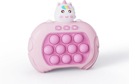 Unicorn Fast Speed Pushing Pop Game, Pink Pop Game Light Up Fidget Toys with Instant Sound Feedback | Animal Pop Target Push Bubble Game Toy for Kids Fast-paced Pop Game Console (No Battery)
