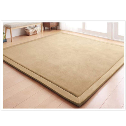 Loartee Coral Velvet Crawling Rug (6'8"x 6'8", Brown) for Toddler Children Play Area Rug Yoga Mat Exercise Pad