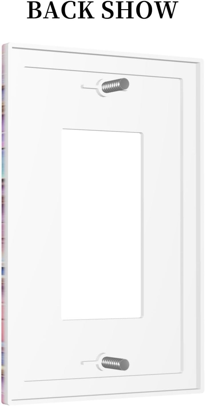 Decorative Outlet Covers Cute Pink Purple Mermaid Scales 1 Gang Single Decora GFCI Device Light Switch Covers Plate 1 Rocker Wall Plate Jumbo Faceplate for Bedroom Home Decor