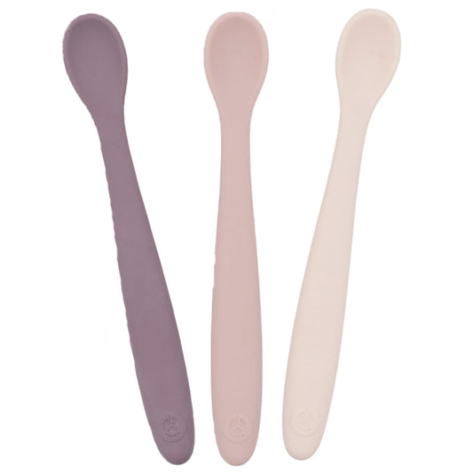 WeeSprout Silicone Baby Spoons - First Stage Infant Feeding Utensils With Soft-Tip, Bendable Kitchenware for Parent & Self-Feeding, Ultra-Durable, Dishwasher Safe, Travel Case, Set of 3