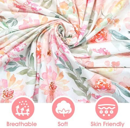 Baby Girls Crib Sheets | 2 Pack Floral Ultra-Soft Bedding for Crib Mattress and Toddler Beds