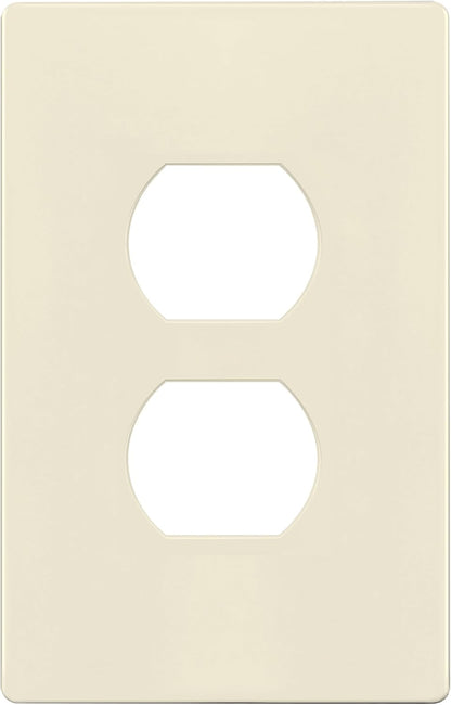 TG Mid-Size Screwless Duplex Wall Plate, Child Safe Receptacle Outlet Cover, Medium Size 1-Gang 4.88" H x 3.11" L, Polycarbonate Thermoplastic, UL Listed, SP-MS1-LA, Light Almond (1 Pack)