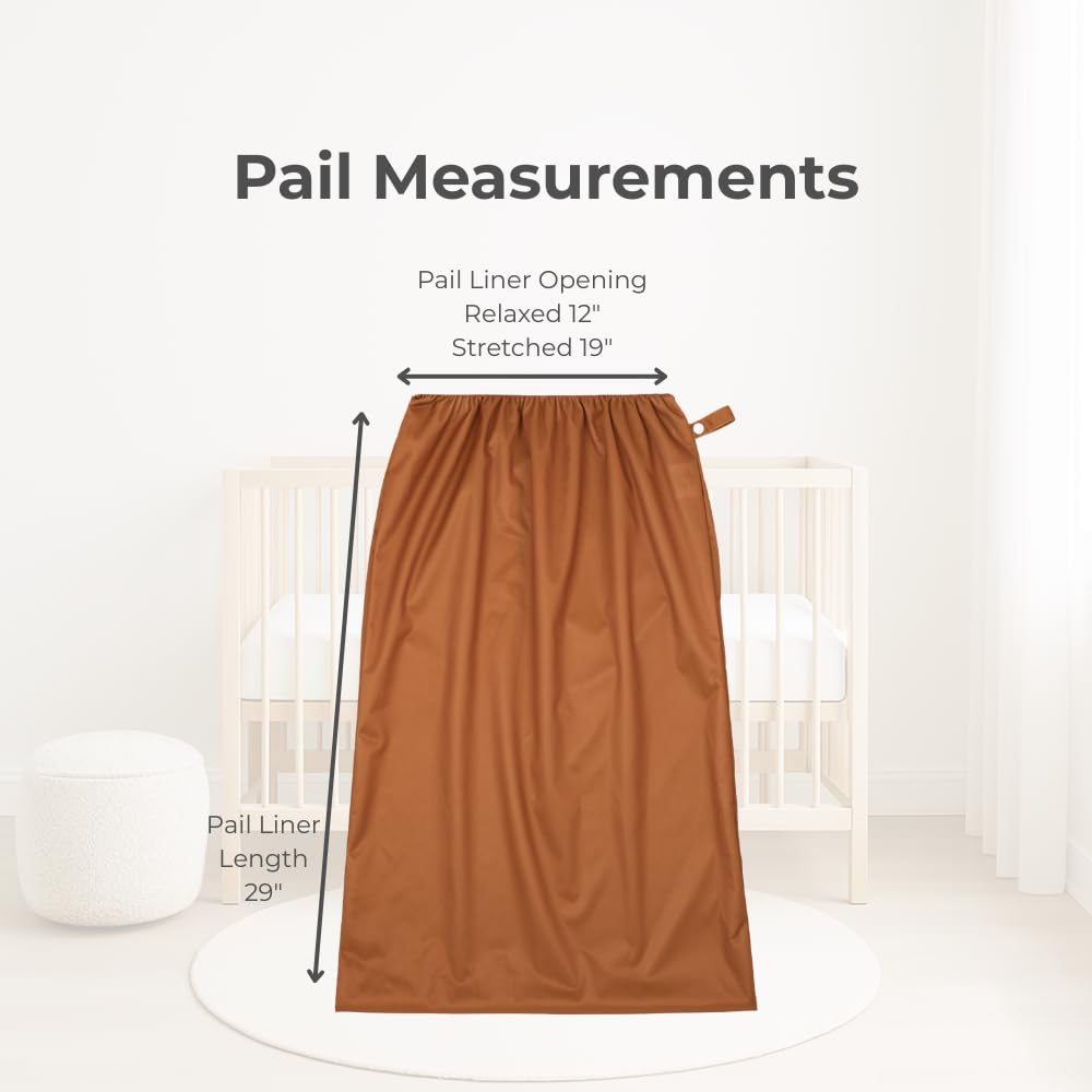 Nora's Nursery Pail Liner for Cloth Diapers - Reusable and Washable - Fits all Standard Diaper Pails - Waterproof Pail Liner with Strap for Diaper Pails, Laundry & Kitchen Garbage Cans (Desert - 2Pk)