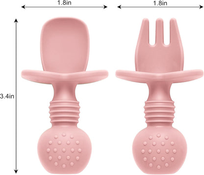 6 Pack Baby Spoons and Forks Set, Silicone Baby Spoons Self Feeding 6 Months for Toddler Utensils,BPA Free, Baby Led Weaning Supplies Feeding Essentials,Dishwasher and Boil Safe