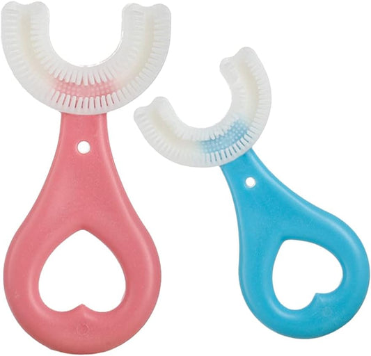 2 Pcs U-Shaped Kids Toothbrush, Premium Soft Manual Training Toothbrush for Kids 2-6 Years Old.