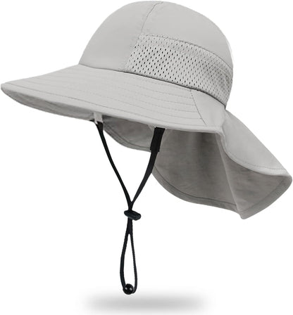 Toddler Baby Sun Hat Kids Summer UPF 50+ for Boys Girls Adjustable Beach Hats with Bucket Wide Brim Age 1-7 Years