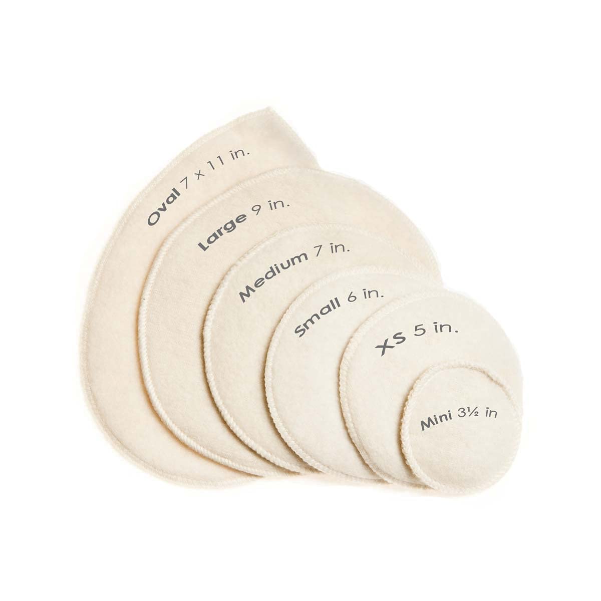 Merino Wool Nursing Pads, Style Softline, Regular Thickness, Size XS - 5 in. Diameter