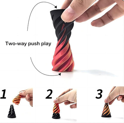 Impossible Pyramid Passthrough Sculpture, Pass Through Pyramid Fidget Toy, 3D Printed Spiral Cone Toy, Mini Vortex Thread Illusion, Pyramid Passthrough Sculpture (Two)