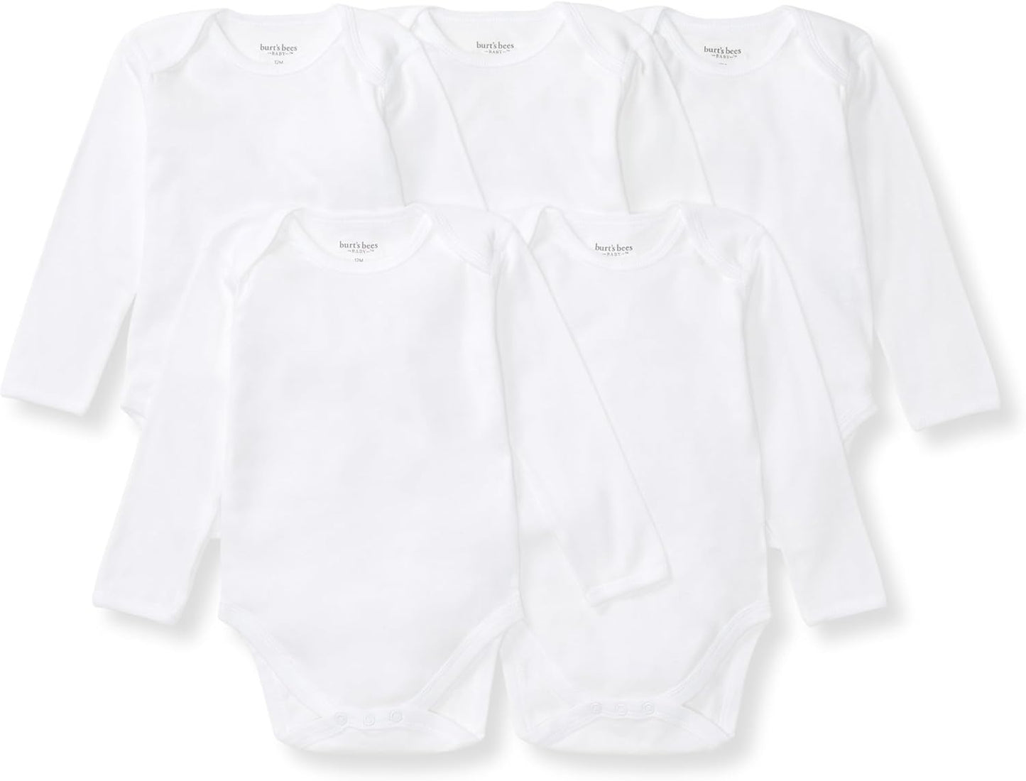 Burt's Bees Baby Unisex Organic Cotton Short and Long Sleeve Bodysuits, 5-Pack