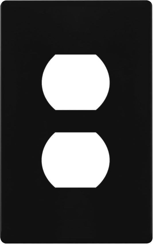 TG Screwless Duplex Wall Plate, Child Safe Receptacle Outlet Cover, Standard Size, 1-Gang 4.68" x 2.93", Unbreakable Polycarbonate Thermoplastic, UL Listed, SP-S1-BK, Glossy, Black