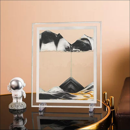 Moving Sand Art Picture 3D Deep Sea Sandscapes Sand Art Liquid Motion Bubbler Timer for Adult Kid Desktop Art Toys for Home Decor and Office(Square+Black+10In)