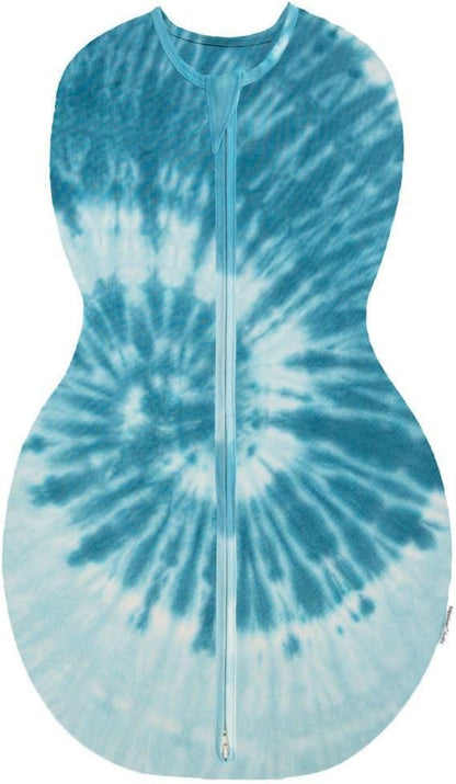 Happiest Baby Sleepea 5-Second Swaddle - 100% Organic Cotton Baby Swaddle Blanket - Doctor Designed Promotes Healthy Hip Development (Tie Dye Blue, X-Large)
