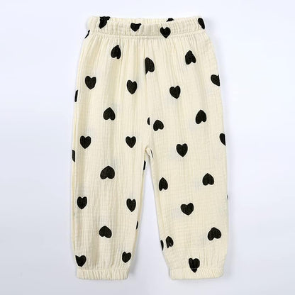 MYGBCPJS Baby Boys Girls Cotton Linen Trousers Kids Casual Ankle Pants Loose Long Bloomers