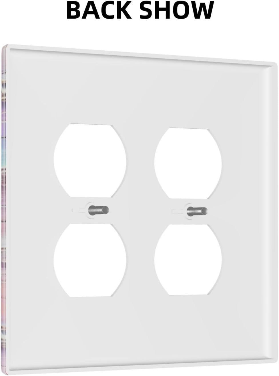 Decorative Outlet Covers Cute Pink Purple Mermaid Scales 2 Gang Wall Plate Cover Double Duplex Receptacle Two Switch Light Switch Cover Plate Jumbo Faceplate for Bedroom Home Decor