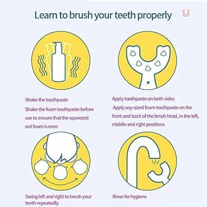 Kids Electric Toothbrush，Toddler Toothbrush Waterproof Battery Powered 360 Automatic Sonic u Shaped