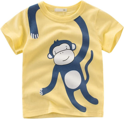 Boys' 4-Pack Excavator Short Sleeve Crewneck T-Shirts Top Tee Size 2-7 Years Toddler Boys' Value Pack Cotton T-Shirt