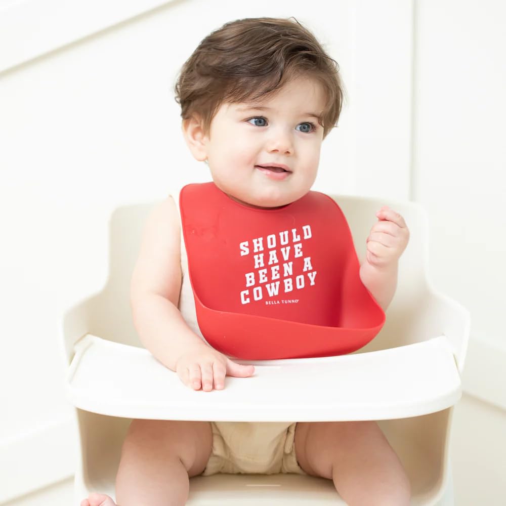 Baby Bib for Eating by Bella Tunno, Waterproof Silicone Bib with Large Food Catcher, Adjustable Fit