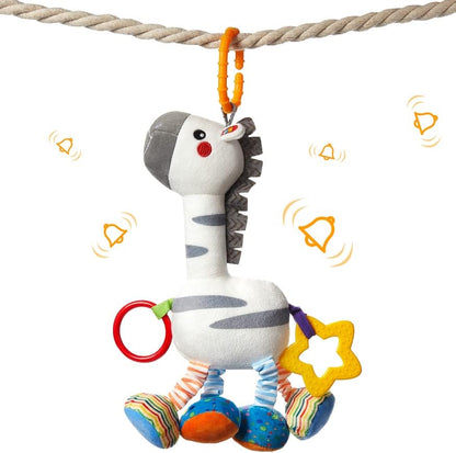 TUMAMA Baby Hanging Toys, Plush Animals Baby Rattle Crinkle Squeaky Toys Car Seat Stroller Mobile Toys, Baby Toys for 0 3 6 9 12 Months, Sensory Learning Toys Gift for Newborn Infant (Zebras)