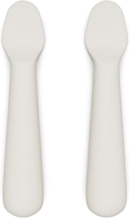 Lalo Little Spoon Set - 2 Piece Baby Spoons Set for Infants & Babies - Made From Food Grade Silicone Dishwasher Safe - Baby Feeding Essentials for Early Stage Mealtime - Oatmeal