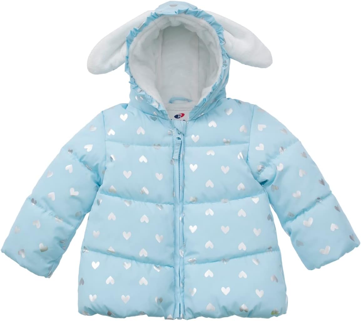 Rokka&Rolla Baby Girls' Water-Resistant Soft Mini Fur Lined Puffer Jacket Winter Coat for Newborn Infant Toddler