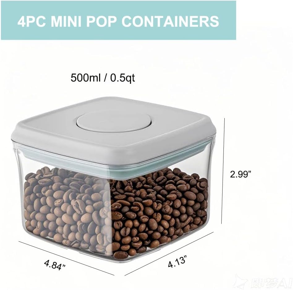 Pop Containers with Lids - Stackable Airtight Food Storage Kitchen Pantry Storage Containers for