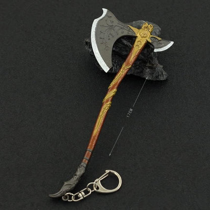God of War Ragnarök Kratos Action Figures Game Toys Collection Keychain Desk Decoration Backpack Pendant Gift (Kratos Leviathan Axe Upgraded)