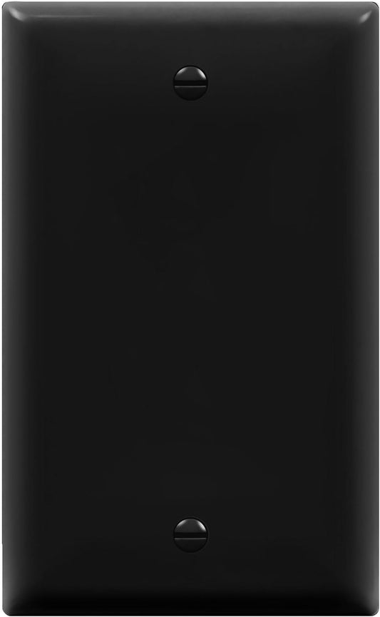ENERLITES Blank Device Wall Plate, Gloss Finish, Standard Size 1-Gang 4.50" x 2.76", Polycarbonate Thermoplastic, 8801-BK, Black
