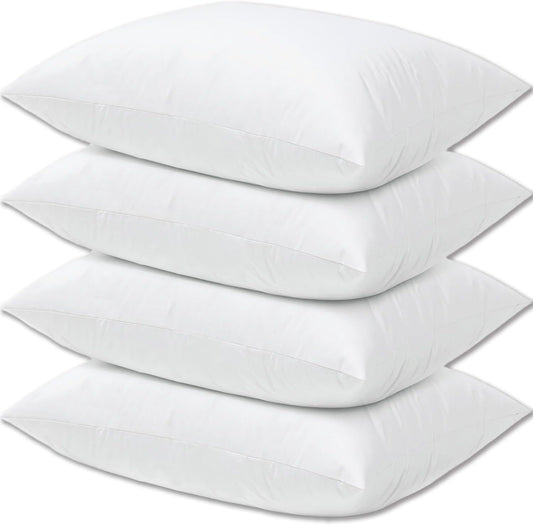 Hotel Collection Bed Pillows Queen Size Set of 4 Back Sleeper Pillow for Adults Stomach Kids Side Sleeping Medium Soft Plush Fluffy White 20x30 inches
