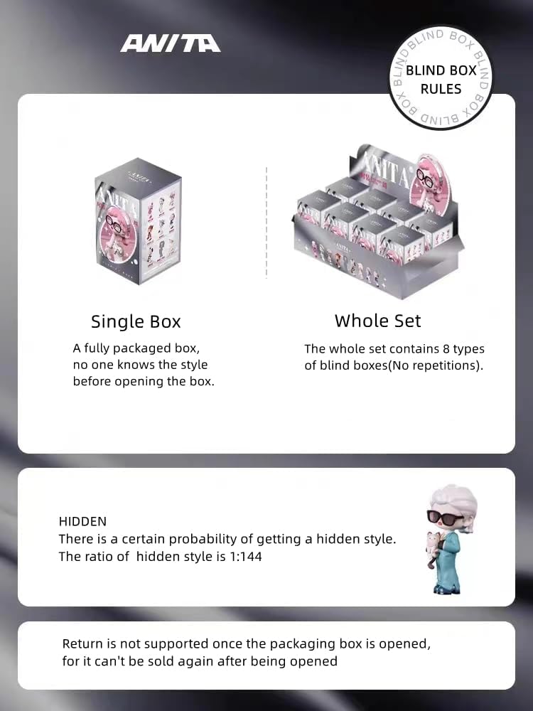 Anita Cute Doll Fashion Week Series Figures 8PCs Random Design Box Toys for Modern Home Decor, Collectible Toy Set for Desk Accessories