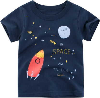 Boys' 4-Pack Excavator Short Sleeve Crewneck T-Shirts Top Tee Size 2-7 Years Toddler Boys' Value Pack Cotton T-Shirt