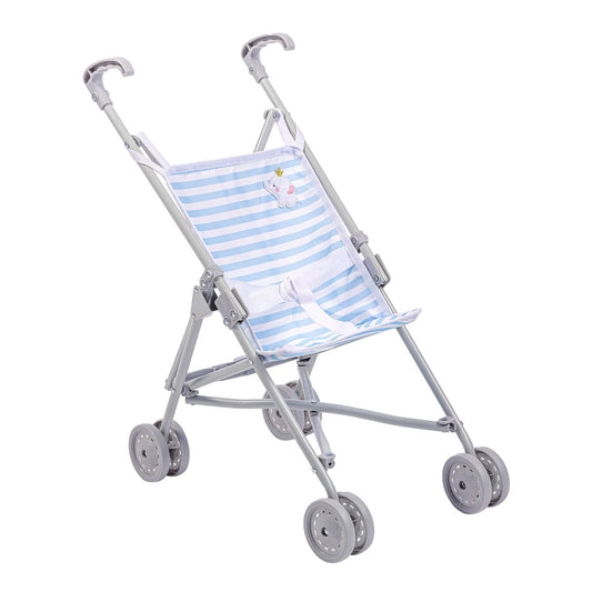 JC Toys Boutique | Folding Umbrella Doll Stroller for Children 2 Years Plus, Blue Stripes and Soft