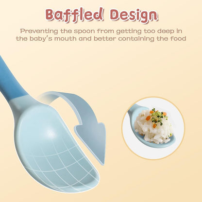 Baby Utensils Spoons and Forks Set Bendable Self-Feeding Silverware for Toddler Children with Travel Case Gum Friendly Food Grade (Yellow+Green, 2 Set)