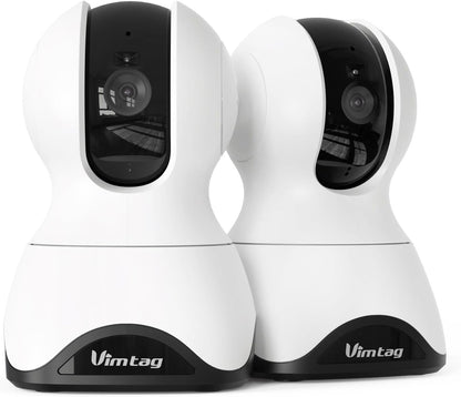 VIMTAG 2.5K Indoor Cameras for Home Security 2-Pack – Pet, Dog, Cat & Baby Monitor with Phone App, Audio & Speaker, Nanny Cam, 360° View, 5G/2.4G WiFi, Motion Detection, Night Vision, SD/Cloud Storage