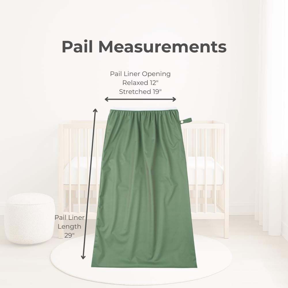 Nora's Nursery Pail Liner for Cloth Diapers - Reusable and Washable - Fits all Standard Diaper Pails - Waterproof Pail Liner with Strap for Diaper Pails, Laundry & Kitchen Garbage Cans (Garden - 2 Pk)