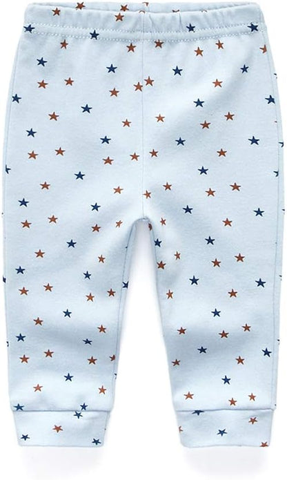 Unisex Newborn Baby Cotton 4-Pack Pants Embroidery Pringting Casual Leggings 0-24 Months for Boys and Girls