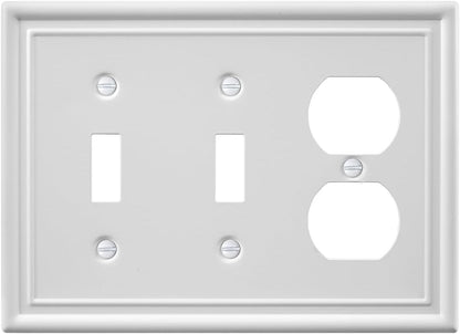 1-Pack Combination 2 Toggle/1 Duplex Wall Plate Cover, Metal Light Switch Cover Plate, Off White, 6.77''*4.88'', Midsize