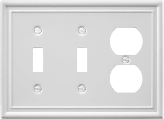 1-Pack Combination 2 Toggle/1 Duplex Wall Plate Cover, Metal Light Switch Cover Plate, Off White, 6.77''*4.88'', Midsize