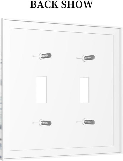 Decorative Switch Plates Light Blue Watercolor Leaves Plant With Floral 2 Gang Double Toggle Outlet Light Switch Cover Wall Plate Electrical Faceplate for Bedroom Bathroom Decor