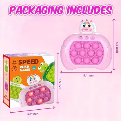Unicorn Fast Speed Pushing Pop Game, Pink Pop Game Light Up Fidget Toys with Instant Sound Feedback | Animal Pop Target Push Bubble Game Toy for Kids Fast-paced Pop Game Console (No Battery)