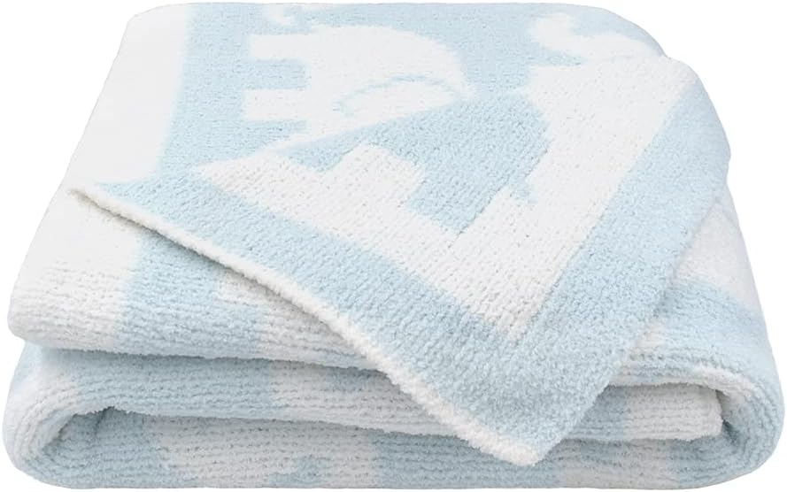 Living Textiles Chenille Baby Blanket - Blue Elephant Ultra Soft, Thick, and Versatile | Warm