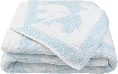 Living Textiles Chenille Baby Blanket - Blue Elephant Ultra Soft, Thick, and Versatile | Warm