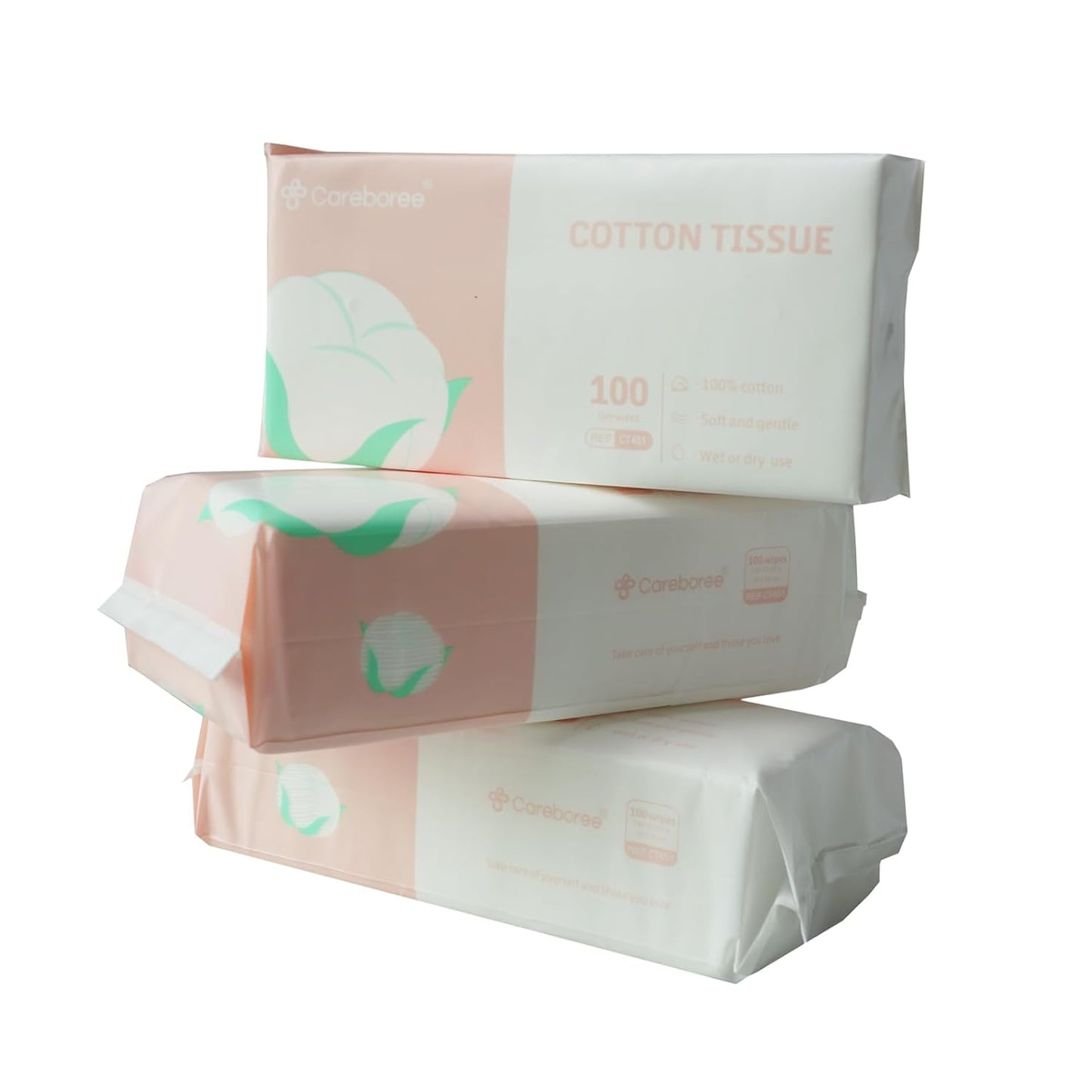 Ultra Soft Dry Baby Wipes Unscented Face Cleansing Multi-Purpose Pure Cotton Tissue (3 PACK-300 count))