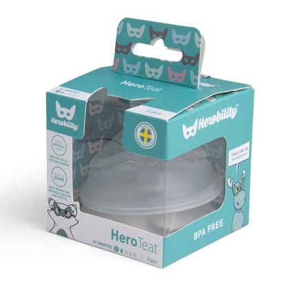 Herobility Double Anti-Colic Silicone Nipples, Baby Bottle Teats, Breast Like Shaped Nipples - Fits