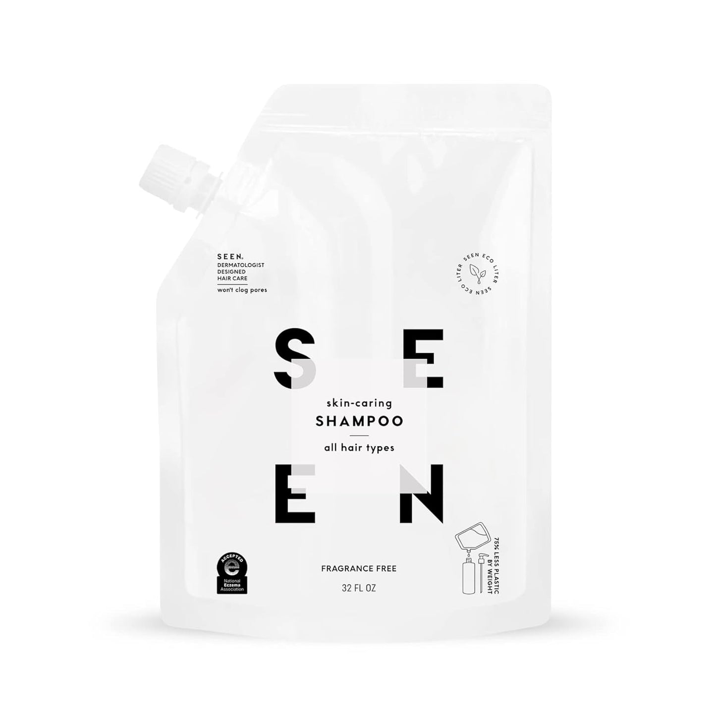 SEEN Shampoo Eco-Refill, Fragrance Free - Non-Comedogenic & Sulfate-Free Hair Shampoo