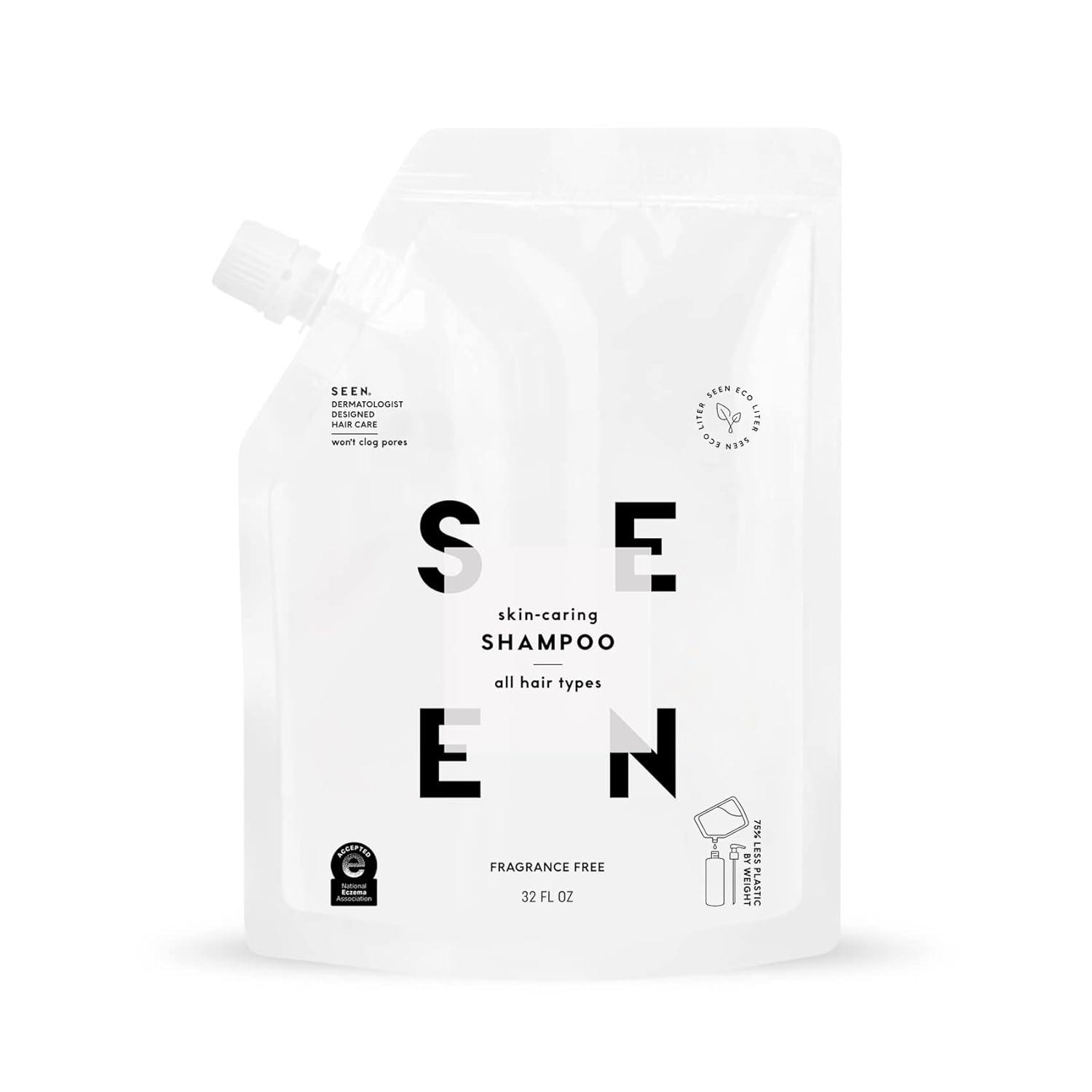 SEEN Shampoo Eco-Refill, Fragrance Free - Non-Comedogenic & Sulfate-Free Hair Shampoo