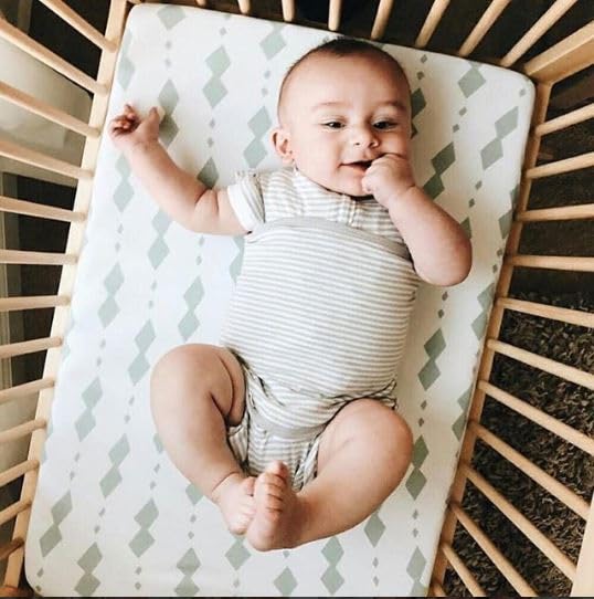 Changing Pad Cover - Cradle Sheets Fits Baby Mattress Sheet 36" X 18 - Unisex Grey Sage Diamond - 2 Pack Set