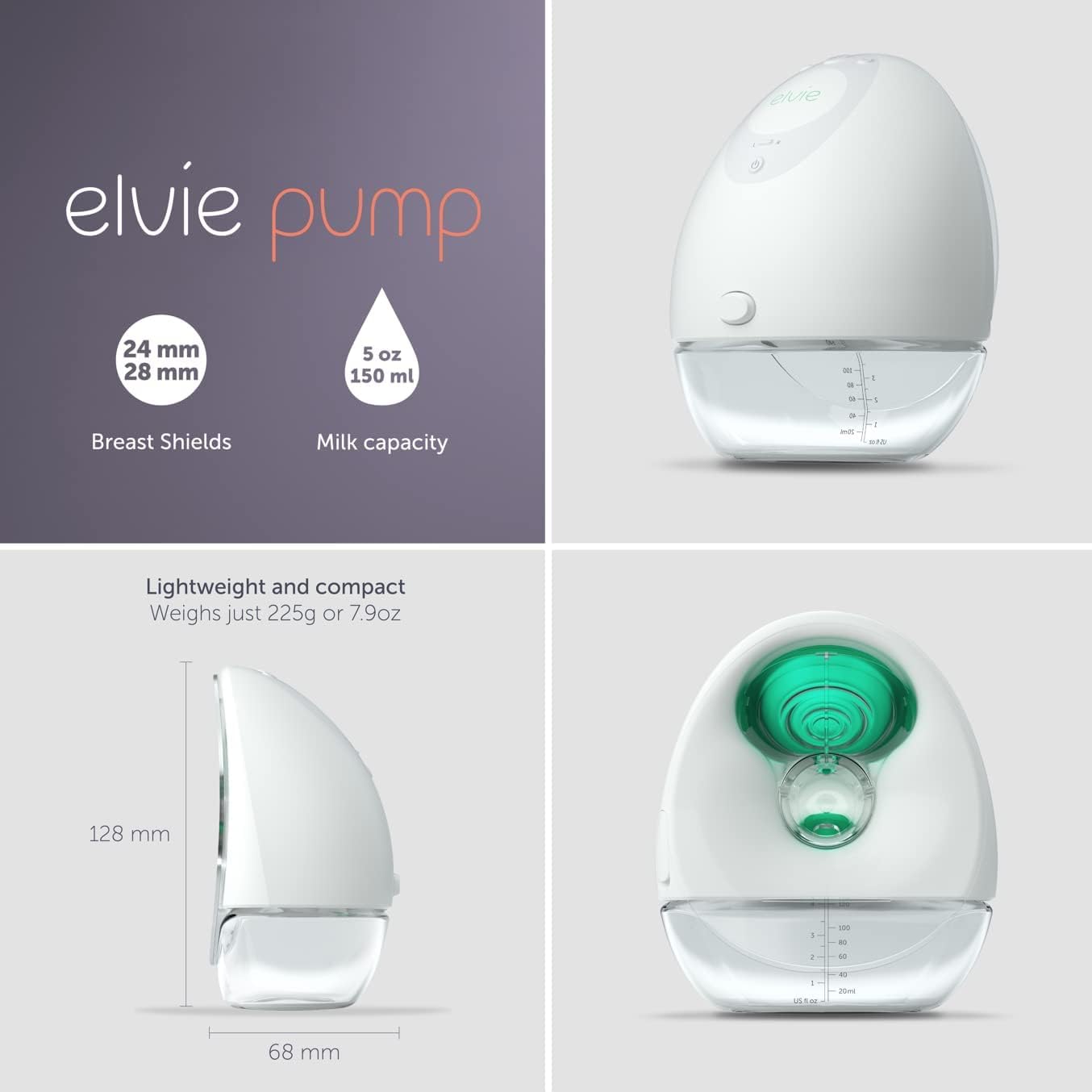 Elvie - Single, Wearable Breast Pump w/App - The Smallest & Quietest - Portable - Hands Free &