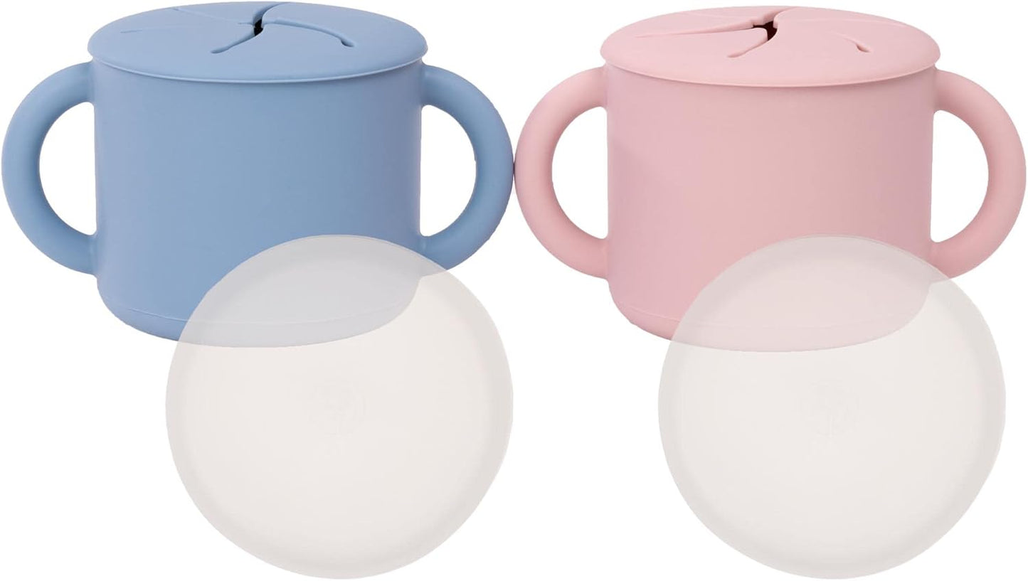 WeeSprout Snack Containers, Food Grade Silicone Cups, Spill-Proof Tops For Toddlers and Babies