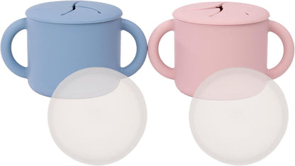WeeSprout Snack Containers, Food Grade Silicone Cups, Spill-Proof Tops For Toddlers and Babies