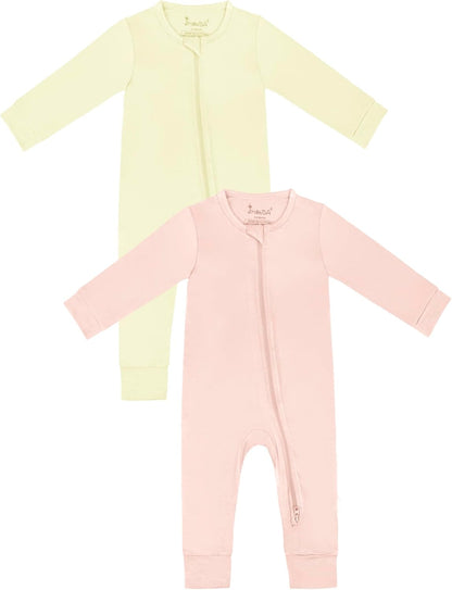 Jimonda Baby Romper Boys Girls Bamboo Pajamas 2-Way Zipper Footless Unisex Long Sleeve Sleepers Sleep and Play 0-24 Months